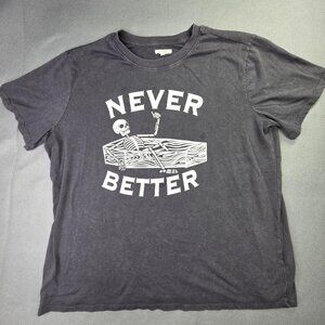 Maurices Shirt Womens 0X Black Never Better Skeleton Coffin Graphic Casual Tee